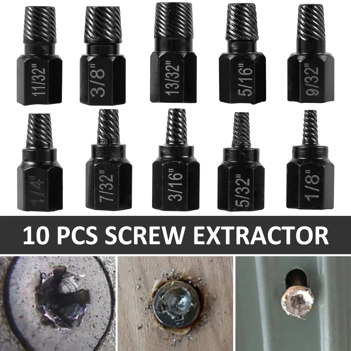 Kit d'extracteur de vis en acier endommagé, jeu de forets en métal faciles à sortir, goujon de boulon, extracteur multi-scannelures cassé 10 pièces