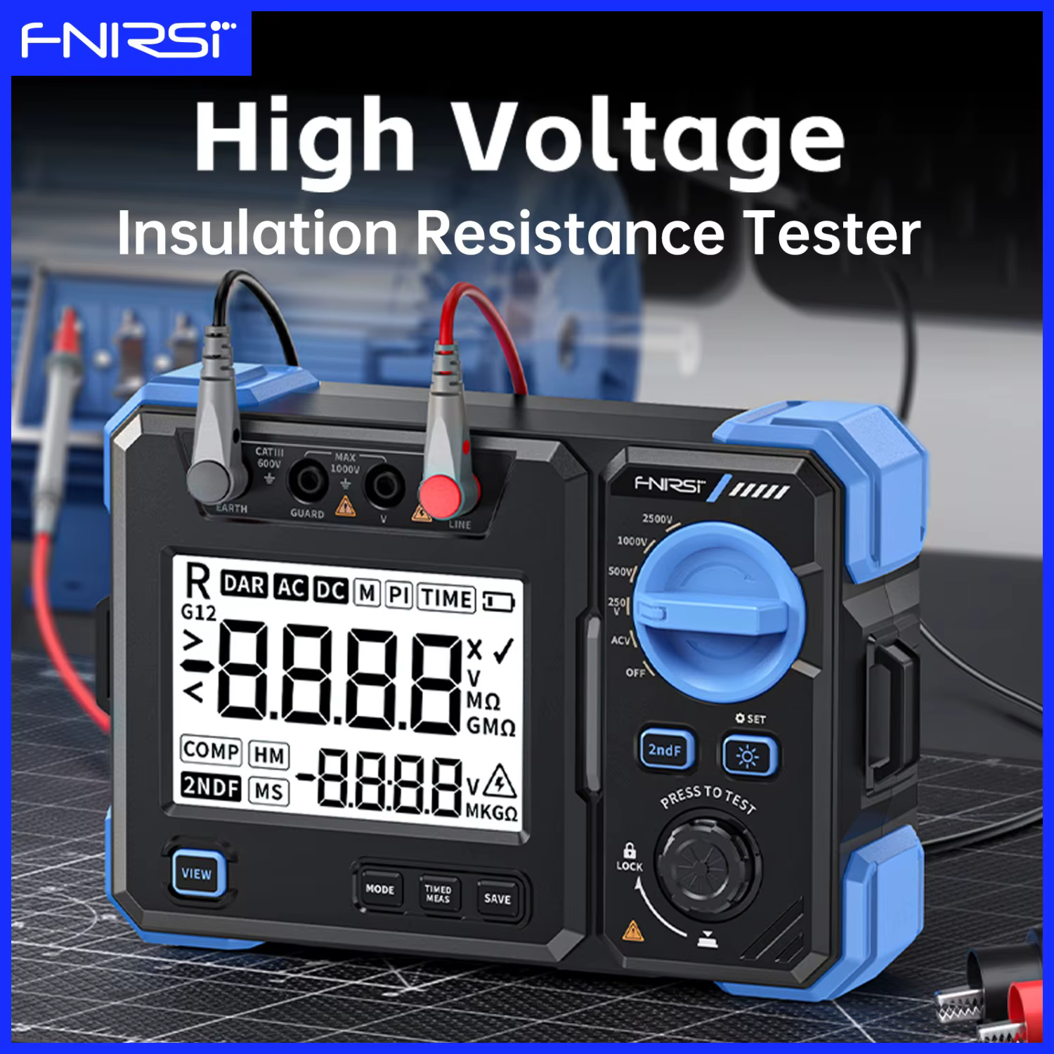 Testeur de résistance d'isolement FNIRSI MRT-1050 1000V 20G Ω Mégohmmètre Mesure de tension AC/DC Vérification de l'isolement des enroulements de moteur