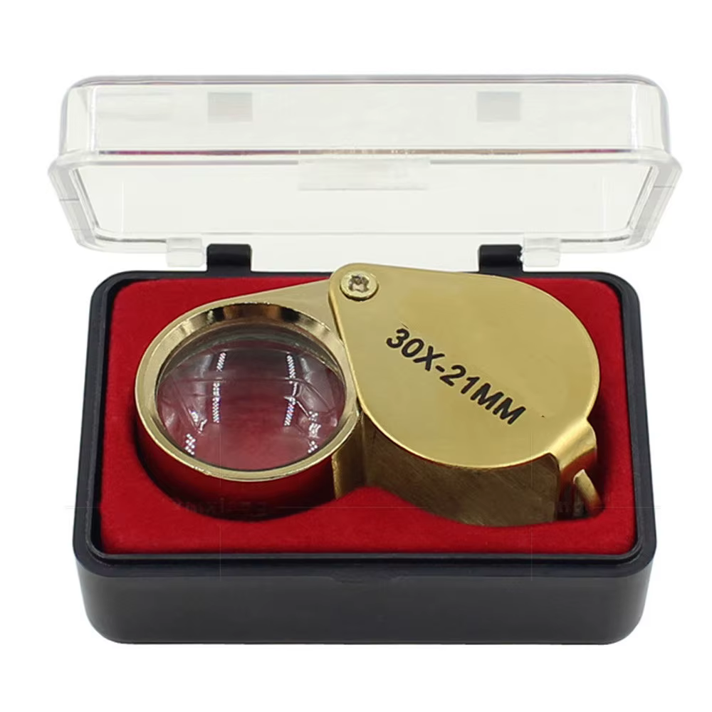 Loupe de poche pliable 30X 21MM en métal pour bijoux