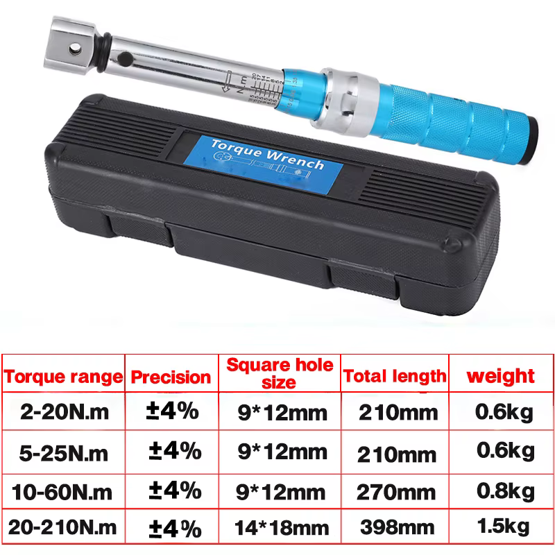 Clé dynamométrique tête Interchangeable 2-60Nm 9*12mm précision d'entraînement carré 4% outil de clé d'entretien de