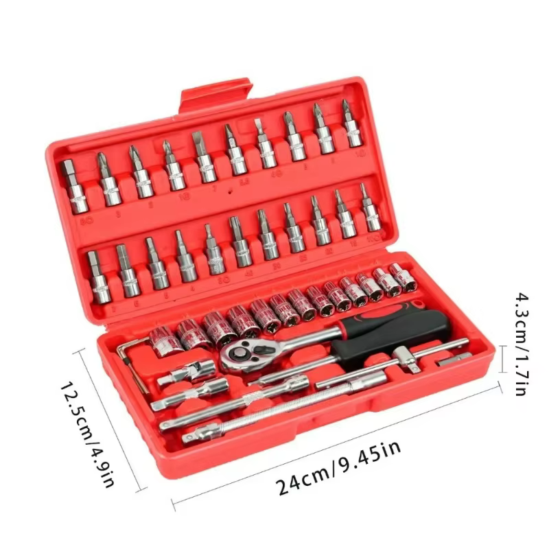 Vente directe usine : Trousse à outils 46 pièces avec clés à cliquet et douilles