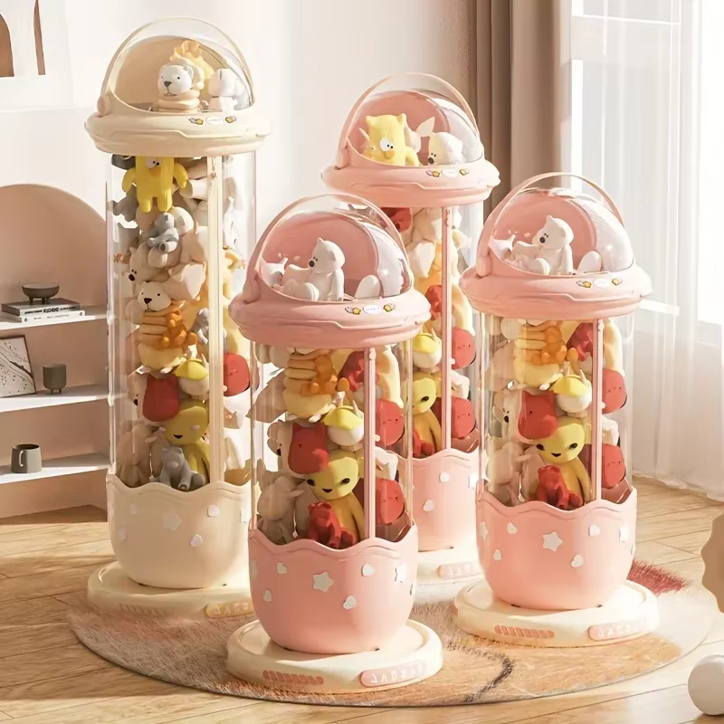 Baril de rangement de jouets pour enfants, boîte de rangement de poupée en plastique Transparent, Tube d'organisation de jouets en peluche