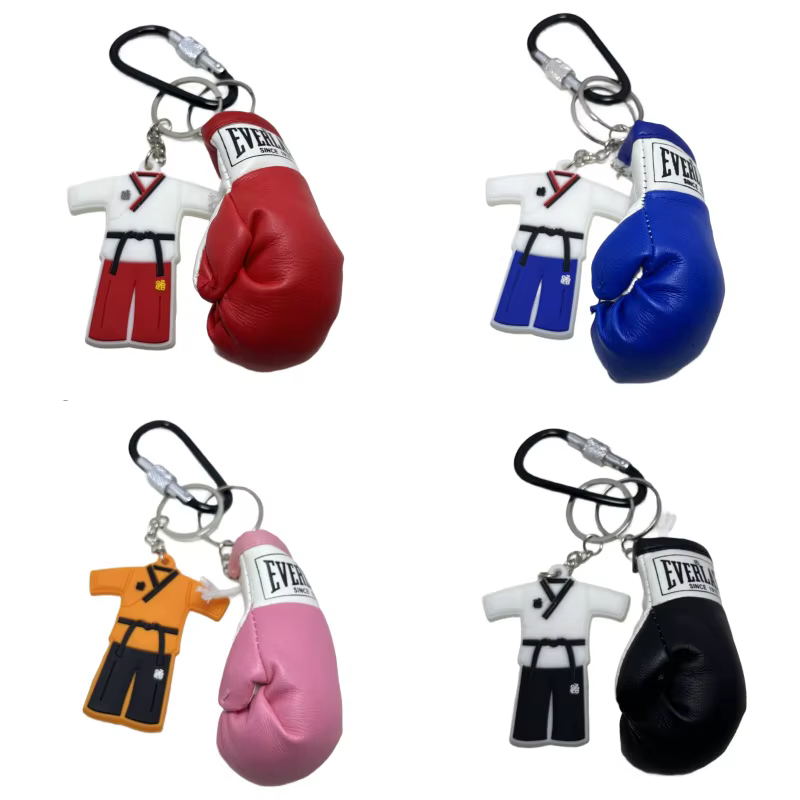 Ensemble de porte-clés gants de boxe tendance en PVC souple