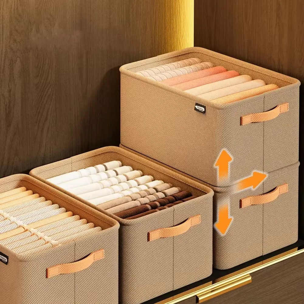Panier de rangement pliable de grande capacité avec cadre en acier épais