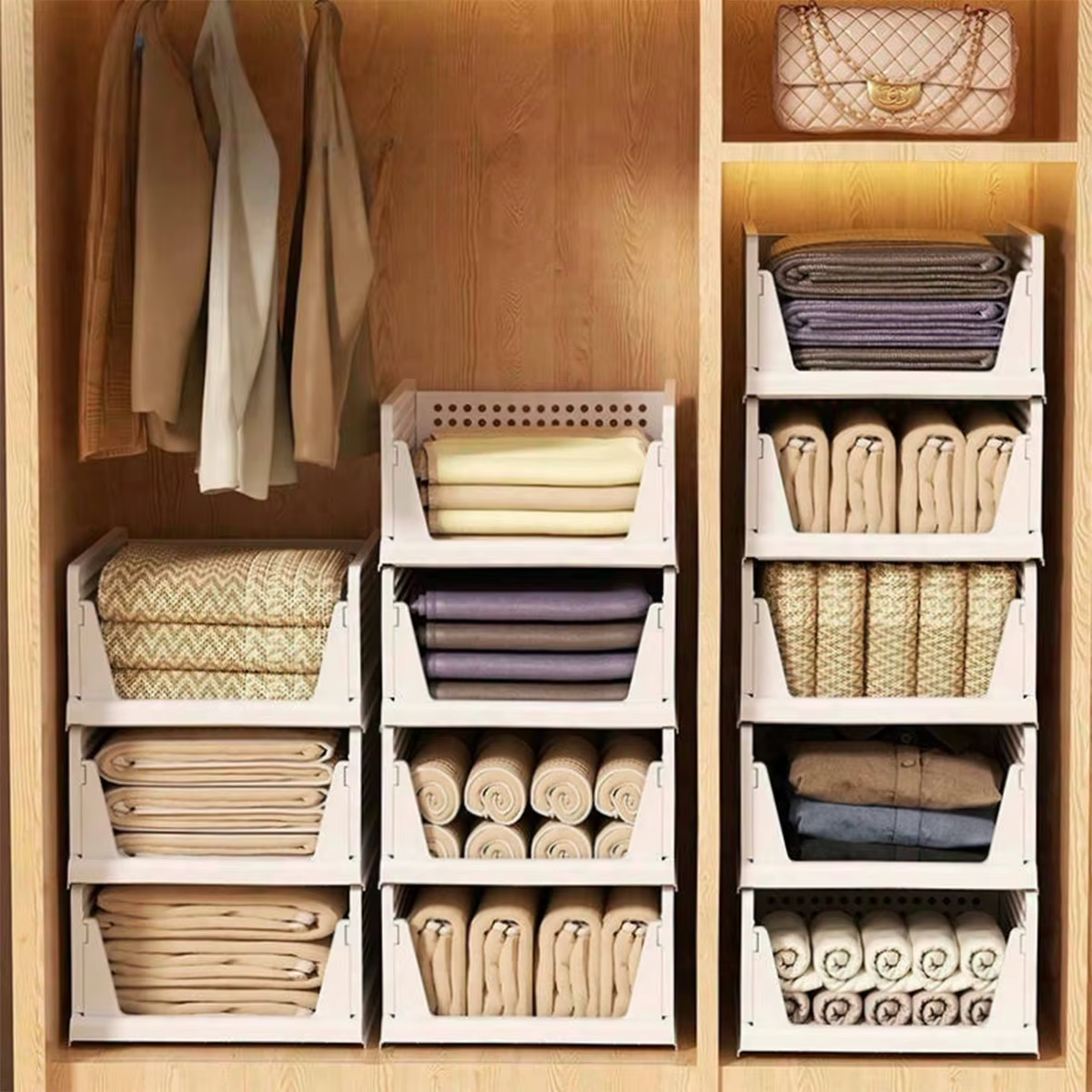 Panier de rangement empilable en plastique