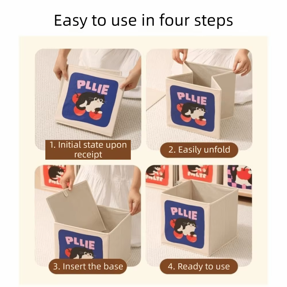 Boîte de rangement pliable en forme de cube
