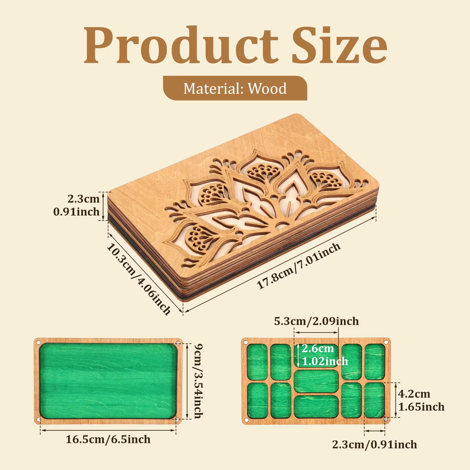 Organisateur de rangement pour perles en bois