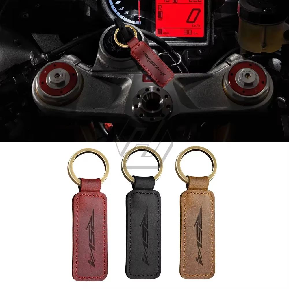 Porte-clés en cuir de vache pour moto Aprilia RSV4, porte-clés