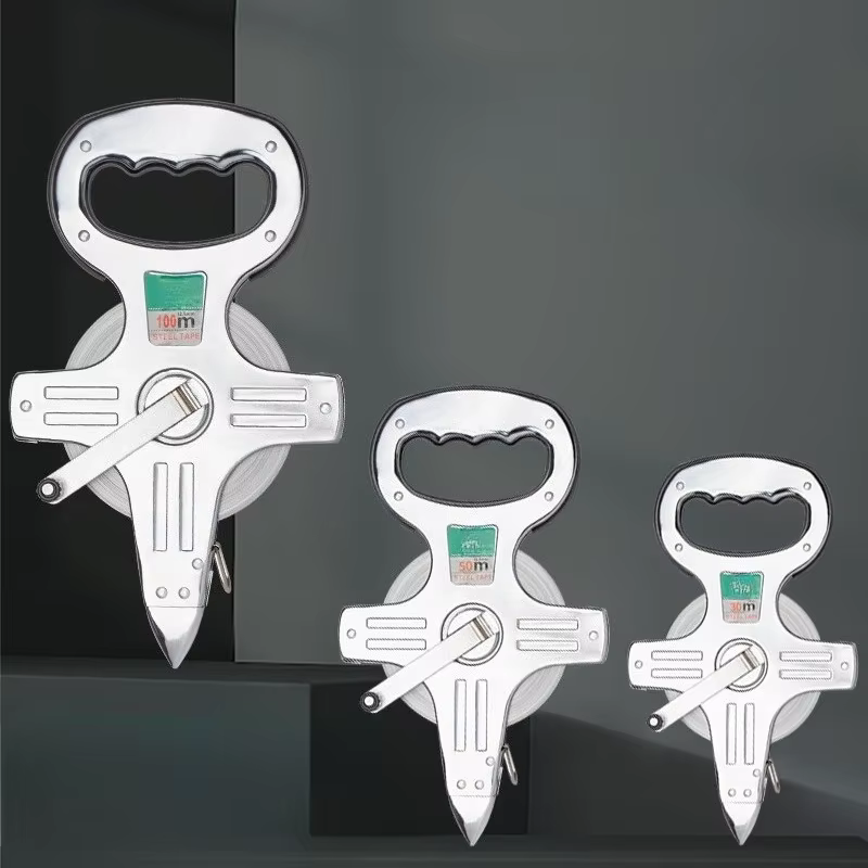 Ruban à mesurer portable en acier inoxydable de 30m/50m/100m - Règle métrique de précision avec cadre de support
