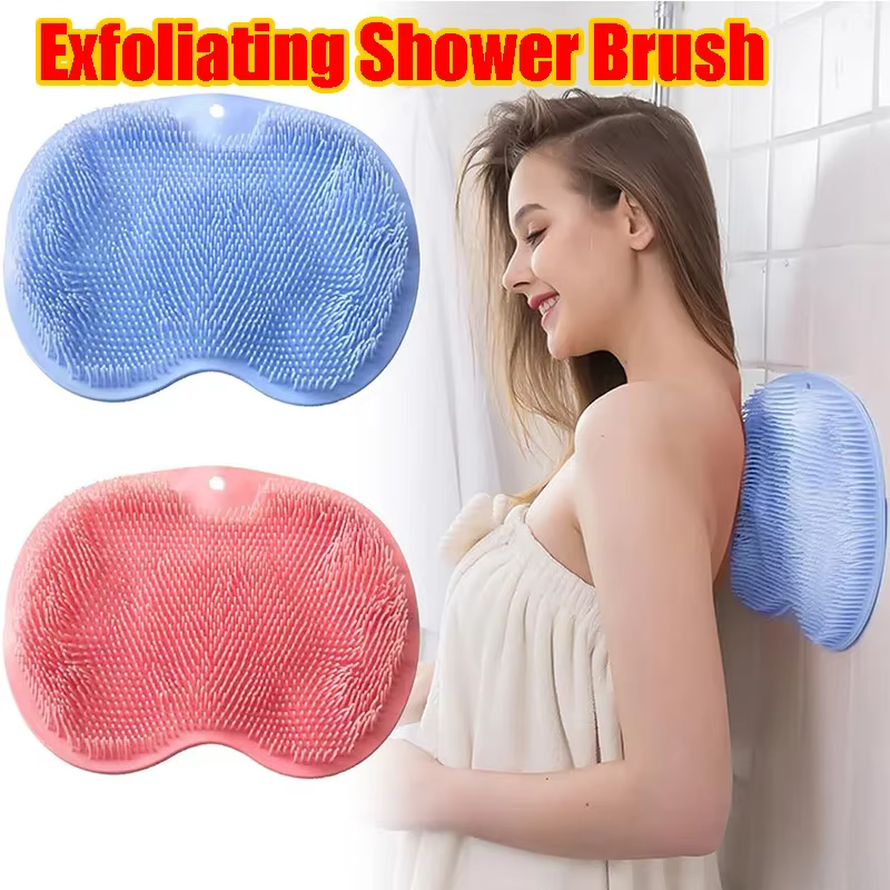 Tapis de bain salle de bain Silicone frotter dos brosse salle de bain anti-dérapant lavage pied Pad Massage tapis de douche avec ventouse exfoliant BrushPad