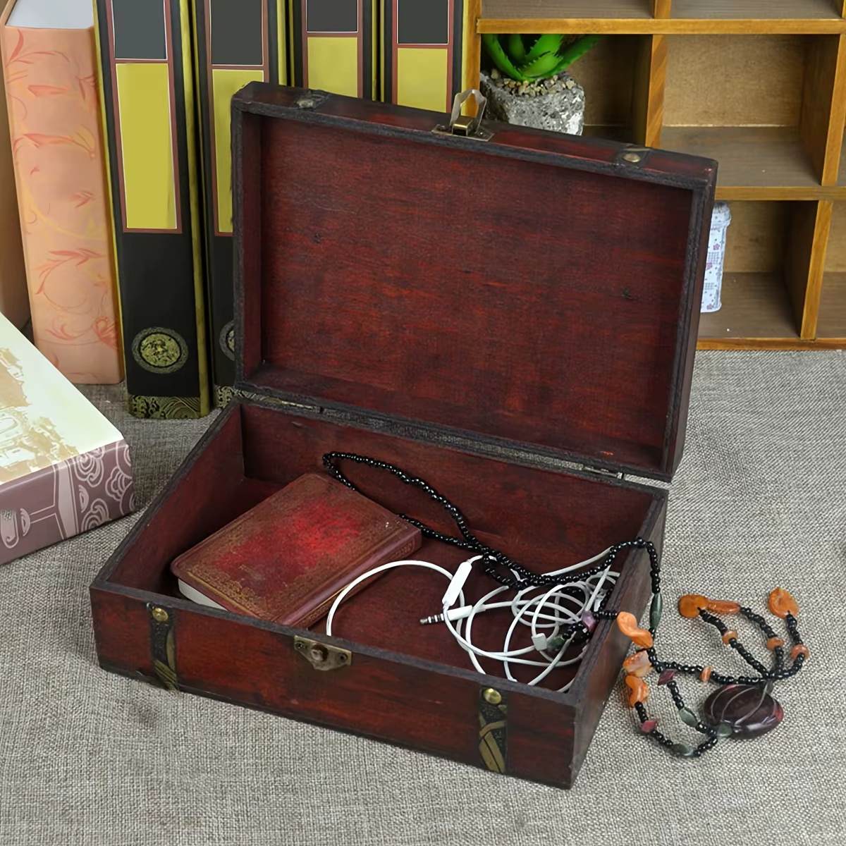 Boîte de rangement en bois Vintage