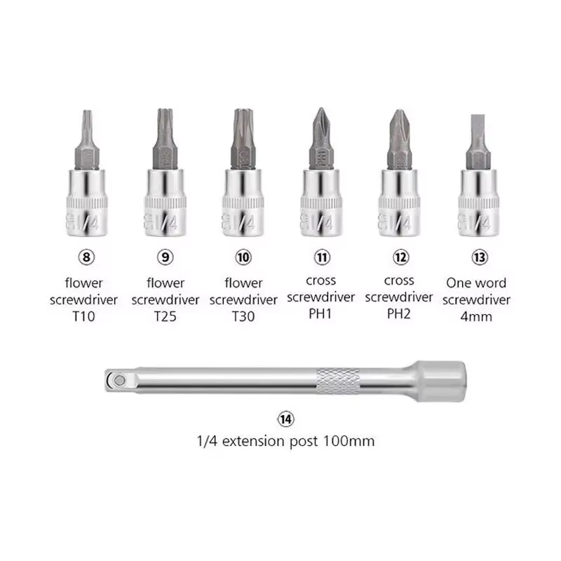 Jeu de clés dynamométriques pour vélo TOOPRE 1/4 2-24Nm 15 pièces
