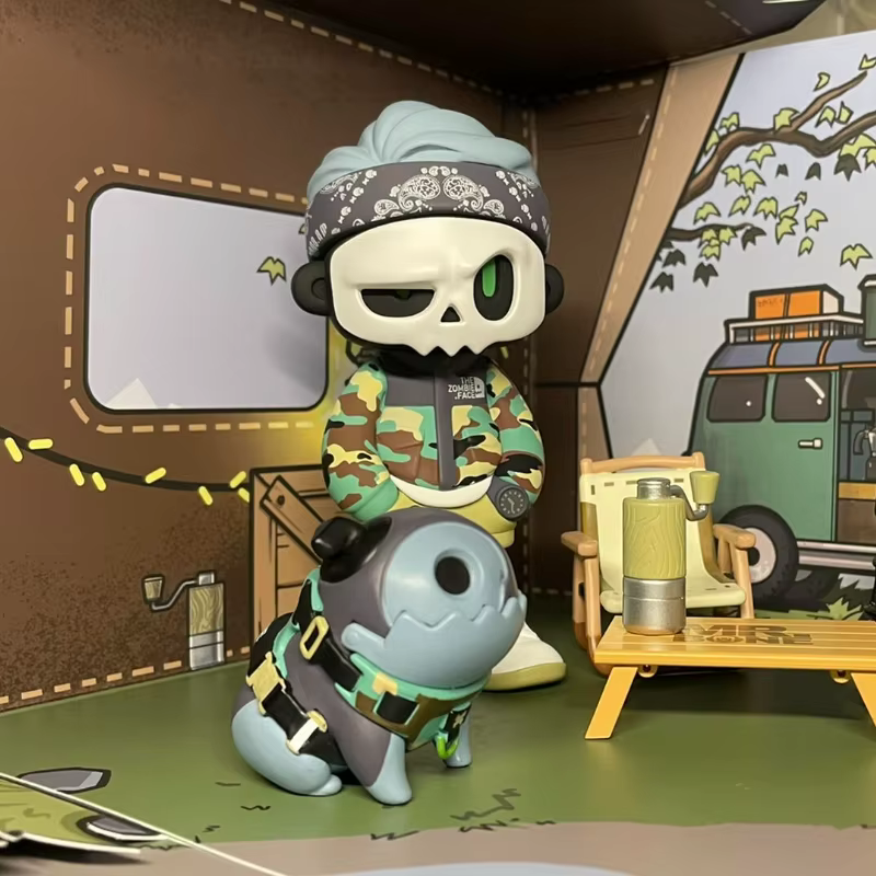 Mr. Bone Mr. Bones 4e génération Camping Series Blind Box Toys Cool Mr. Figurine de dessin animé en os