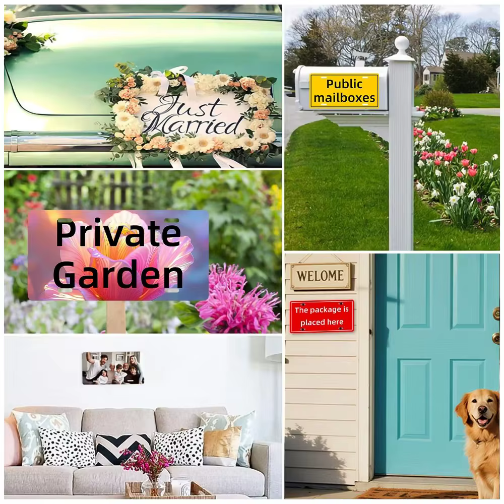 Plaque de signalisation personnalisée en métal 12x6 pouces, en aluminium, style rétro, pour décoration murale, texte et image personnalisés pour bar, maison, café, etc.