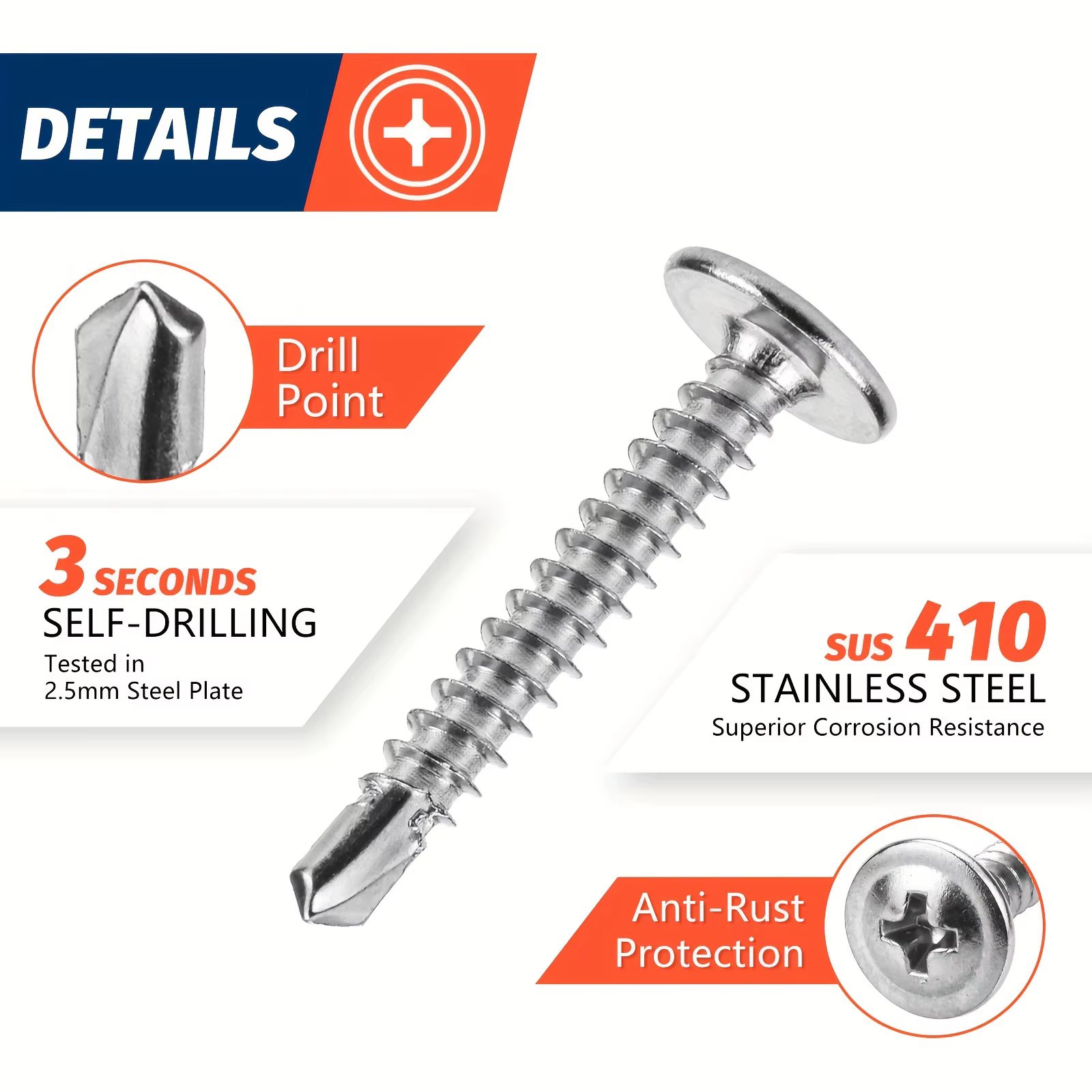 Kit d'assortiment de vis à tôle à tête de treillis modifiée