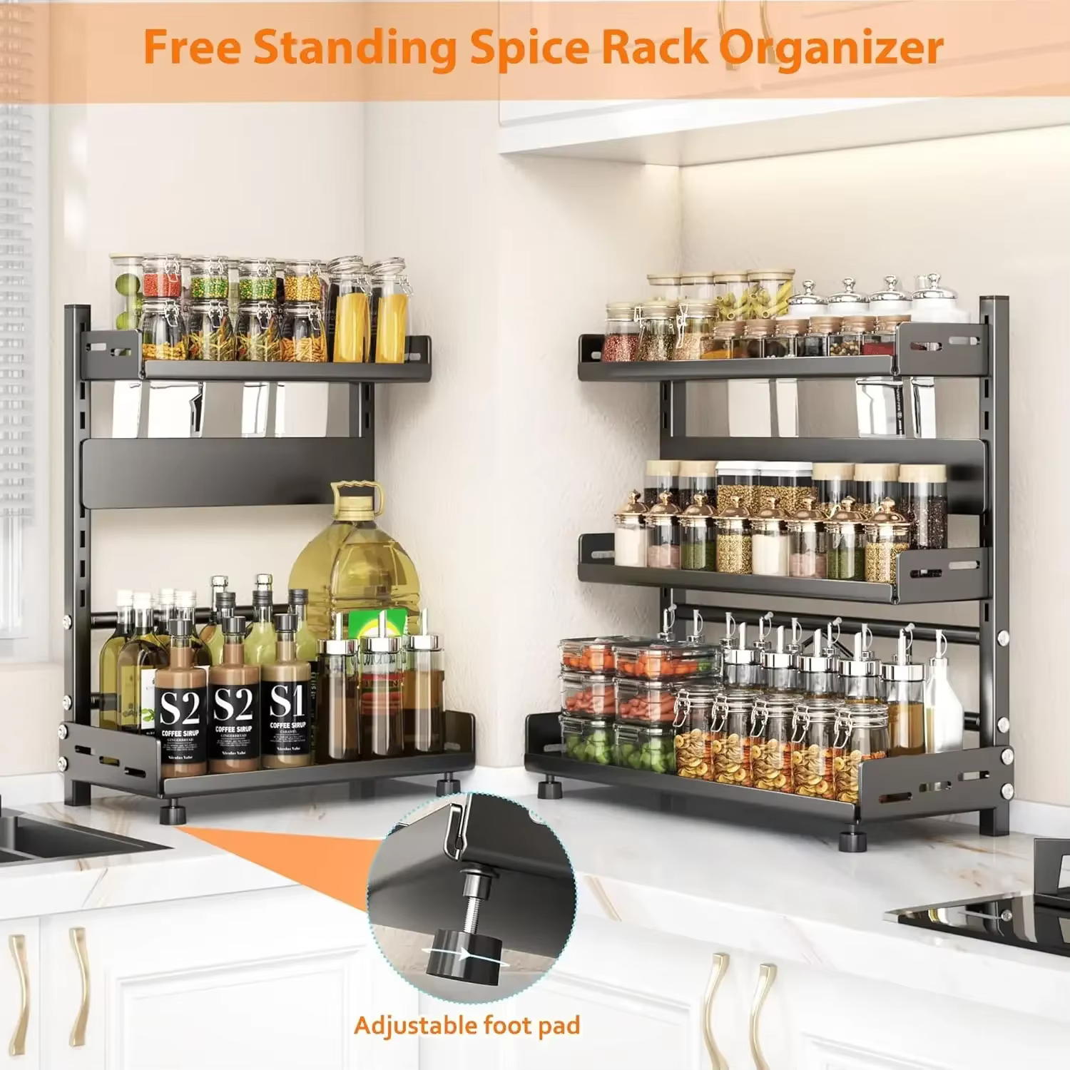 Support de rangement d'épices à 3 niveaux pour comptoir