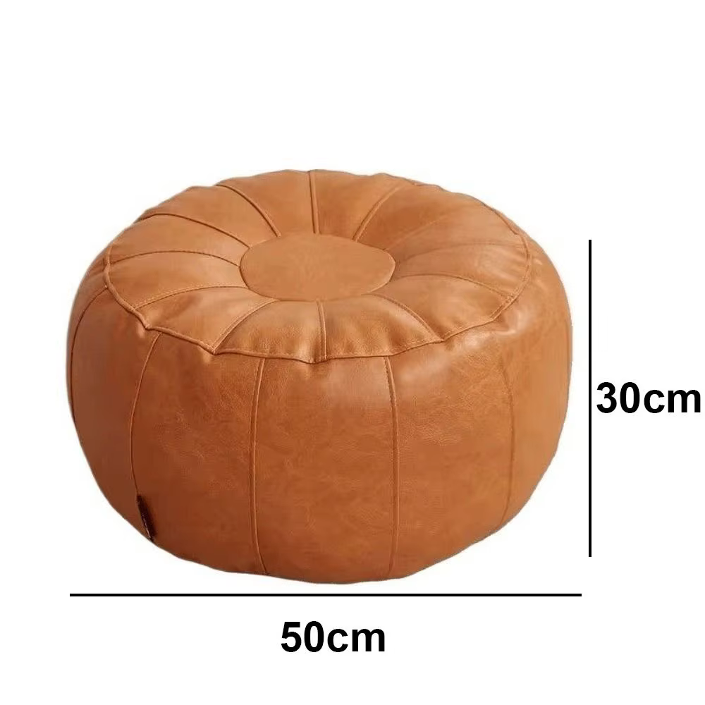 Banc de rangement rond en similicuir non rembourré, à remplir de vêtements, chaise de rangement pour vêtements, grande capacité, pouf minimaliste
