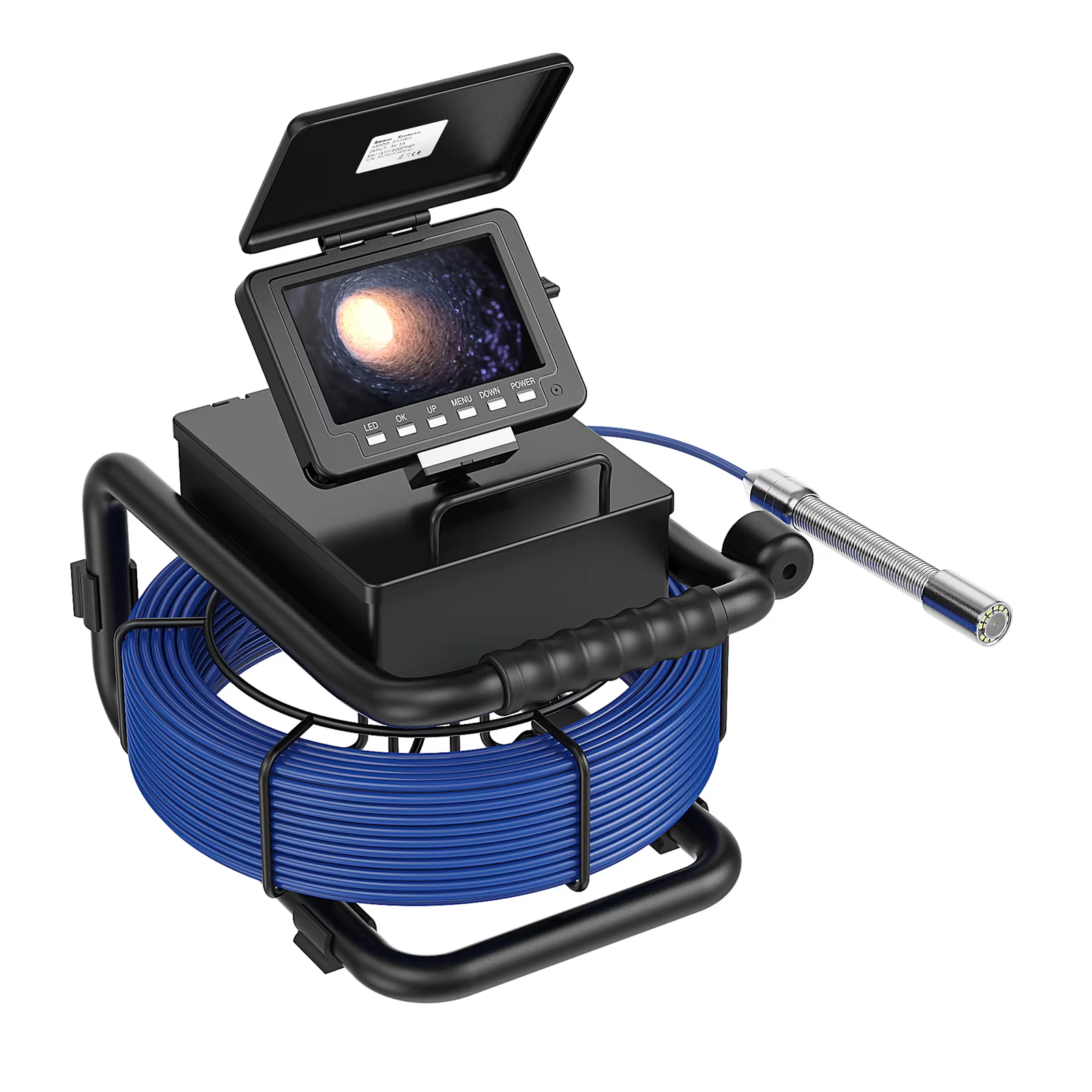 Caméra d'inspection de tuyaux 5 pouces + transmetteur 512HZ à nivellement automatique + enregistrement Audio +