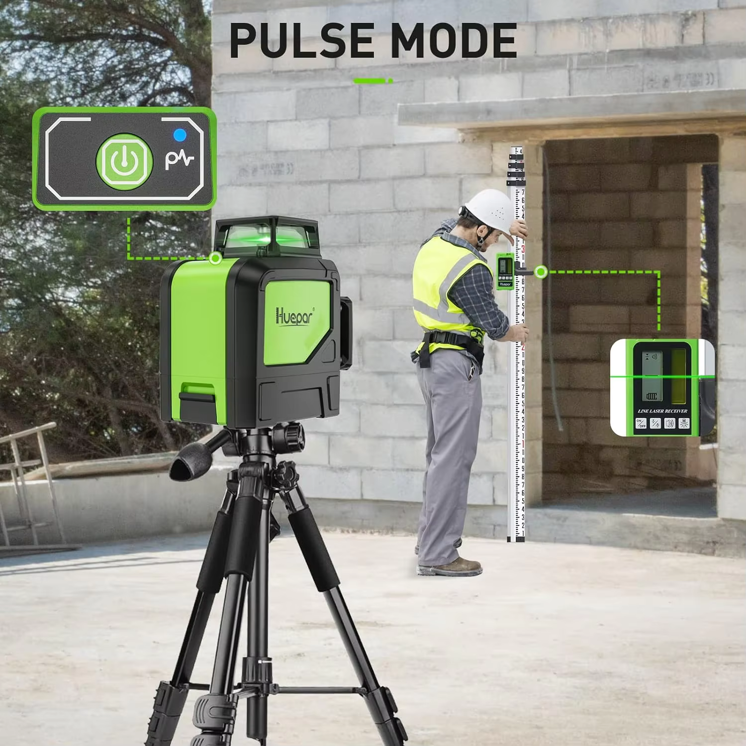 Huepar-niveau laser croisé à 360 ° auto-décrochant 902CG