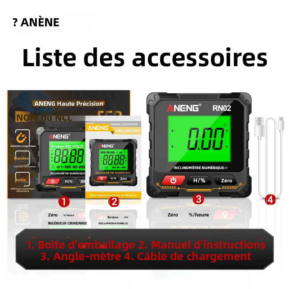 Niveau laser numérique Aneng RN02 RN03 avec écran LCD rétroéclairé