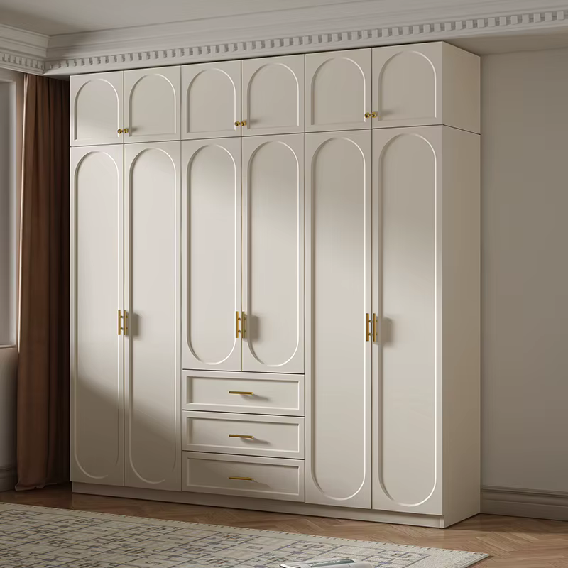 Armoire en bois blanche-française personnalisée, armoire de rangement de luxe moderne pour meubles de maison, vêtements de chambre à coucher