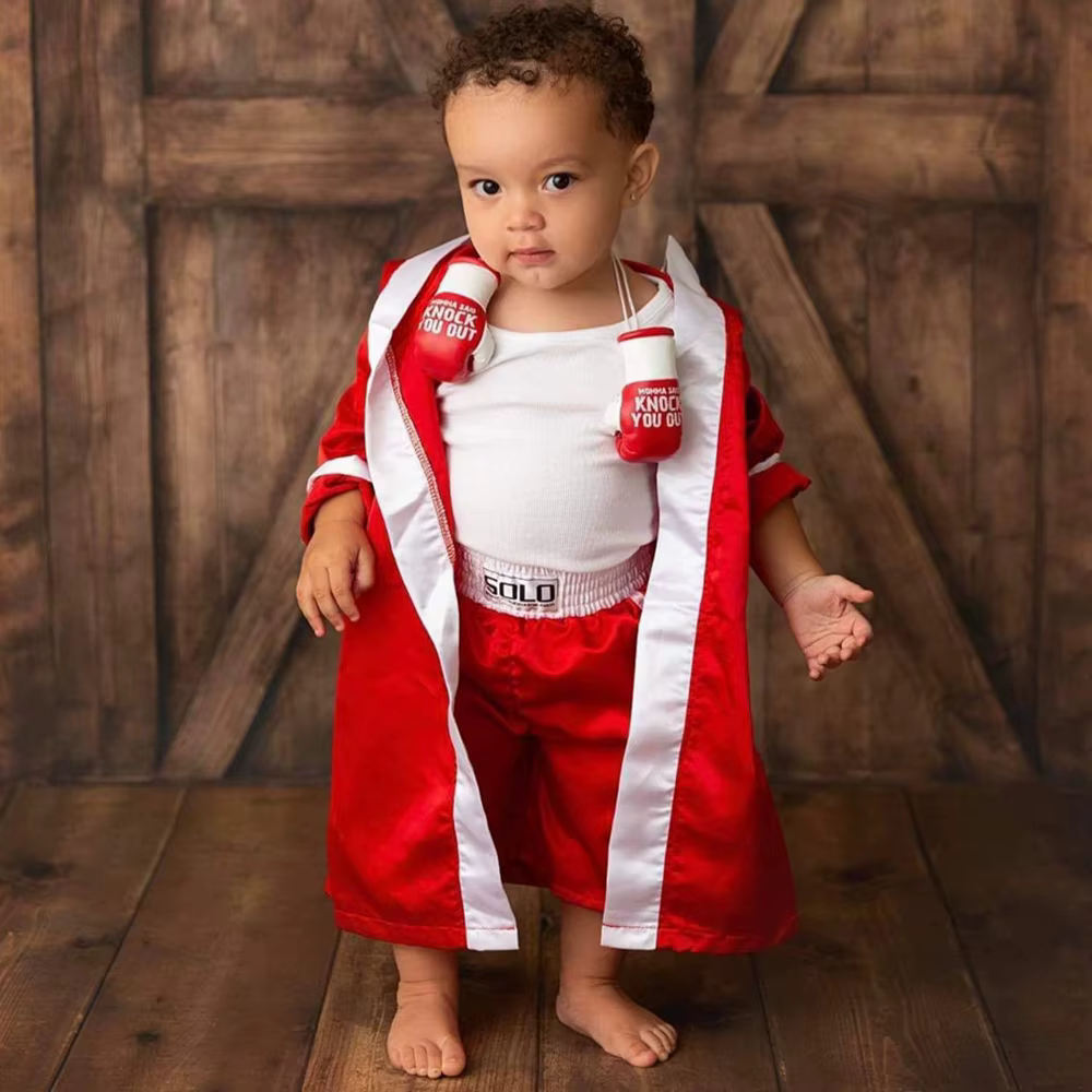 Accessoires de photographie pour nouveau-nés, thème de boxe, tenue Photo pour bébé, peignoir, short, ensemble de gants, Costume Photo pour nouveau-né, accessoires de Studio