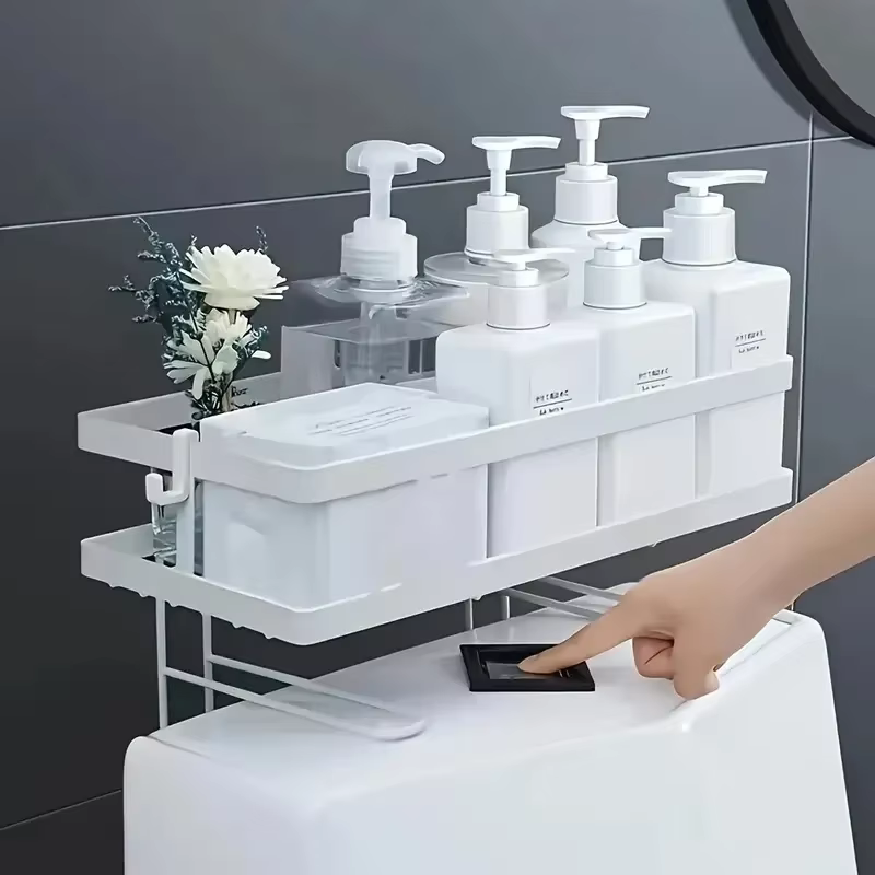 Étagère de rangement pour salle de bain au-dessus des toilettes