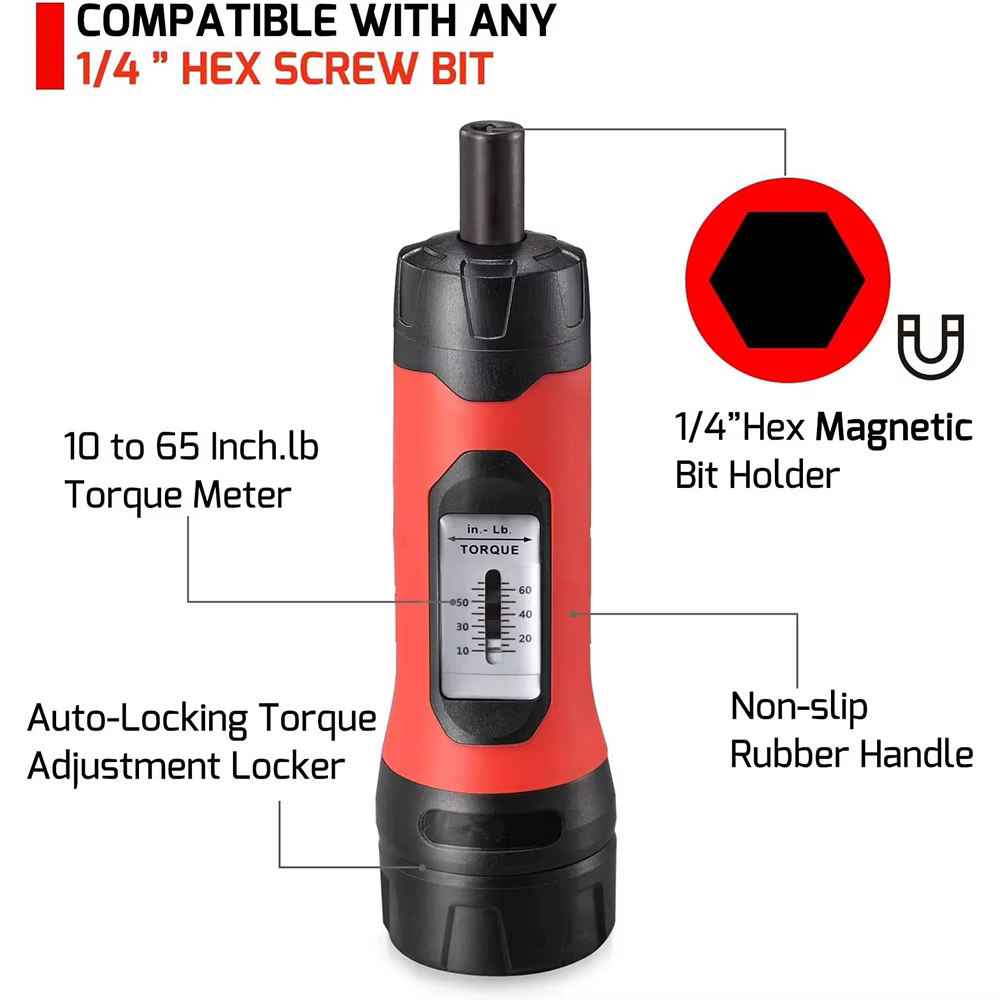 Tournevis dynamométrique réglable 10-60 po/lbs