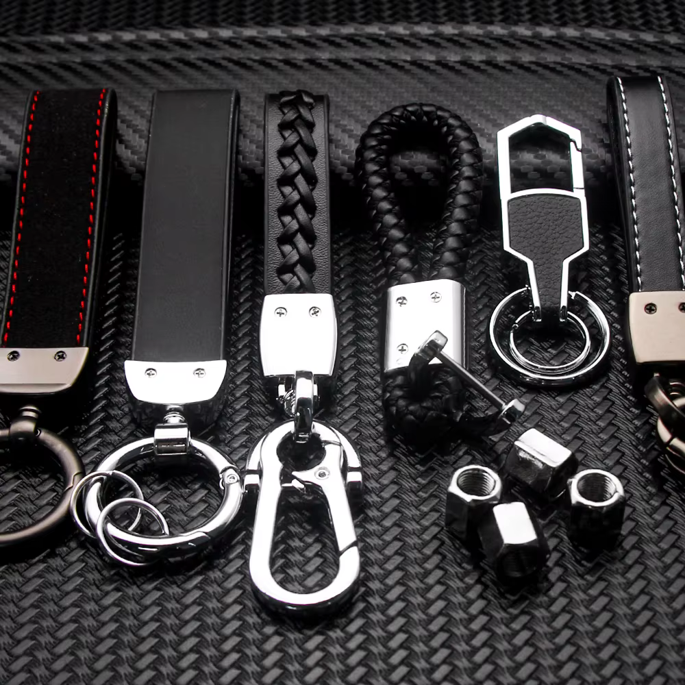 Porte-clés en métal et cuir pour voiture Ford