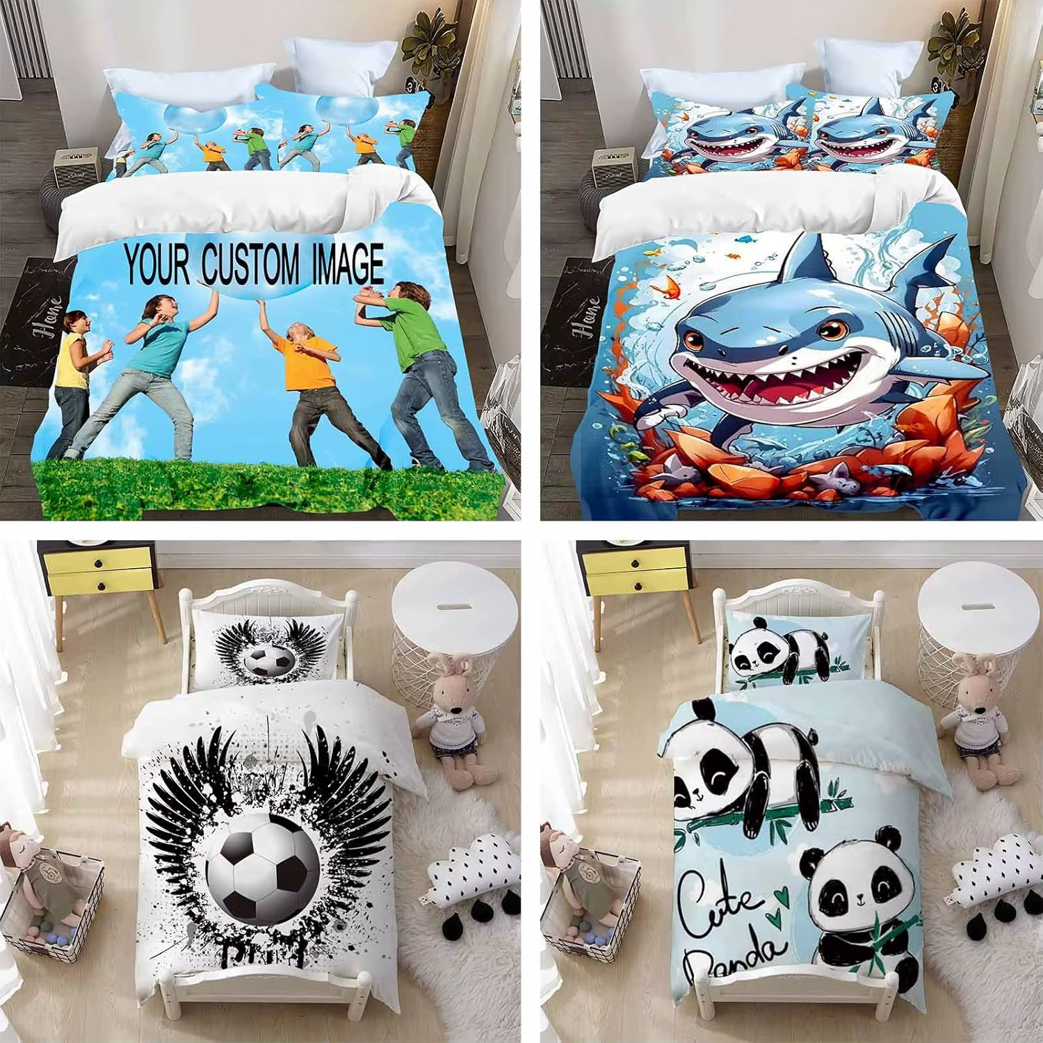 Ensemble de literie sur mesure à thème de dessins animés, housse de couette à motifs mignons, cadeau parfait pour les adolescents et les enfants