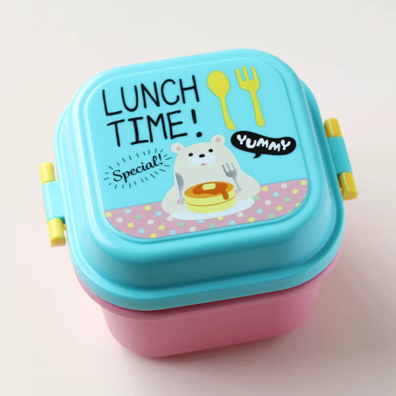 Boîte à lunch en plastique sain de dessin animé pour enfants