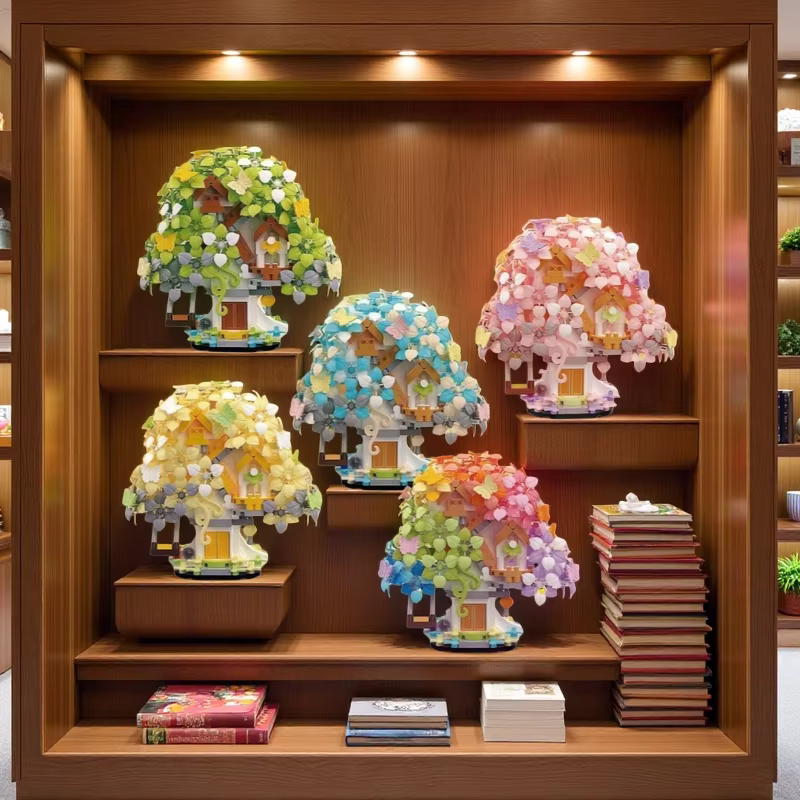 705 pièces, 5 types de blocs de construction en forme de maison dans les arbres Sakura