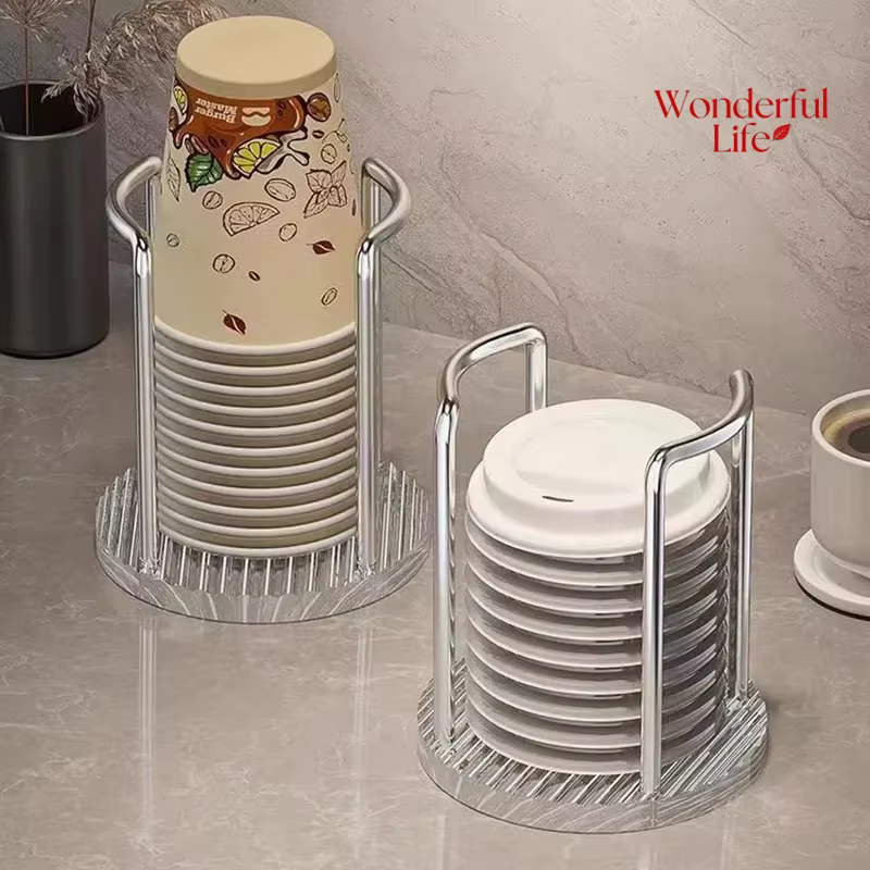 Porte-gobelet en papier minimaliste, support de rangement de gobelets jetables pour la maison, support de rangement multifonctionnel pour tasses de café et de thé au lait de bureau