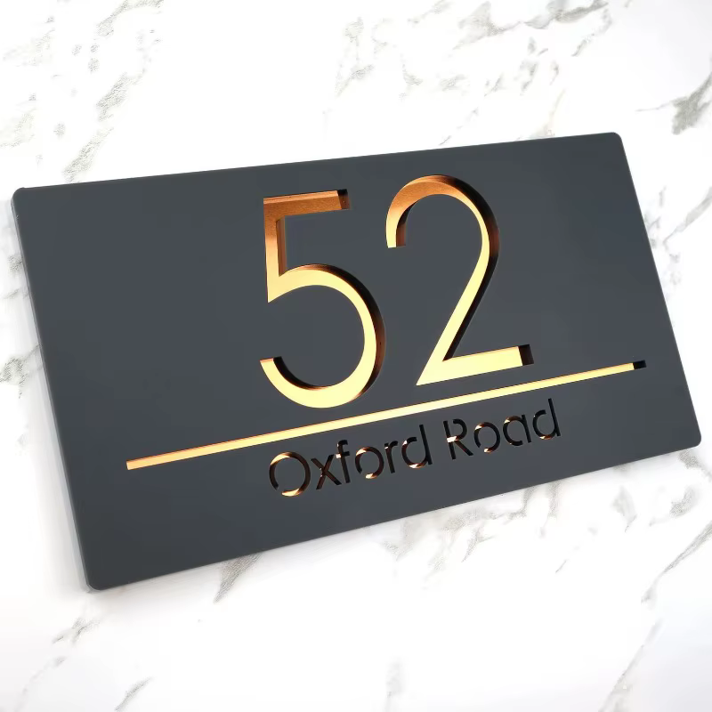 Plaque d'immatriculation extérieure personnalisée de maison, plaque de découpe en acrylique 3D, plaque d'immatriculation de rue résidentielle extérieure personnalisée, signe de porte, cadeau