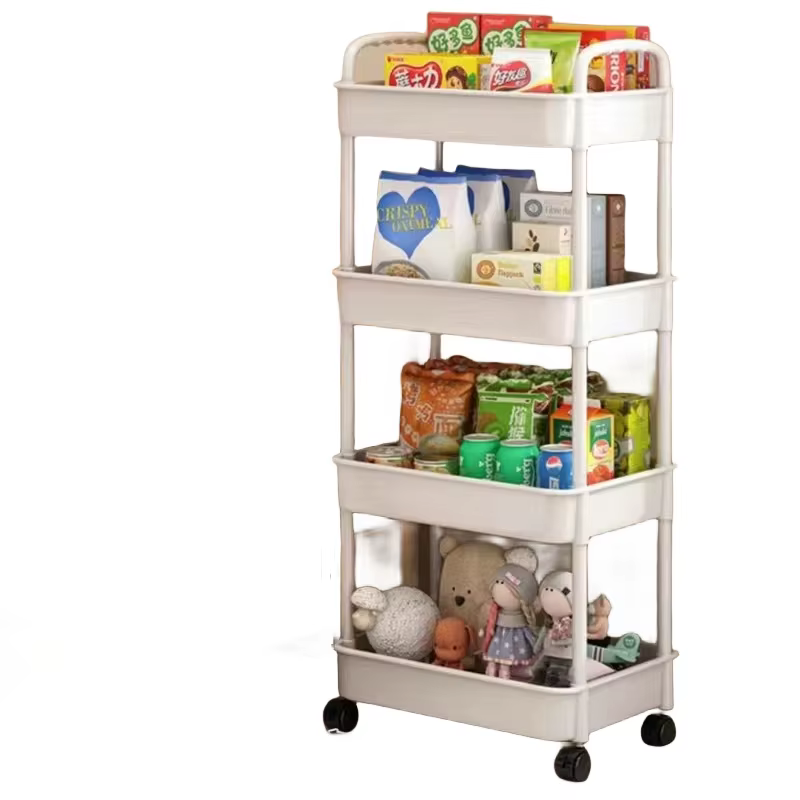 Chariot de rangement multicouche compact T1 sur roulettes pour la maison