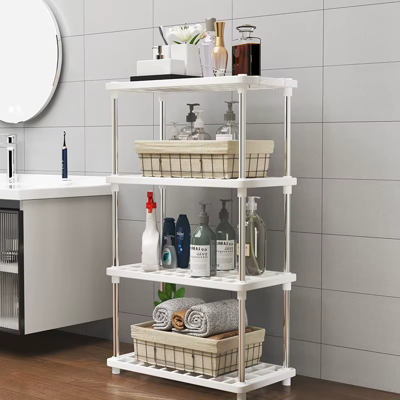 Étagère de rangement multifonctionnelle à quatre niveaux pour salle de bain