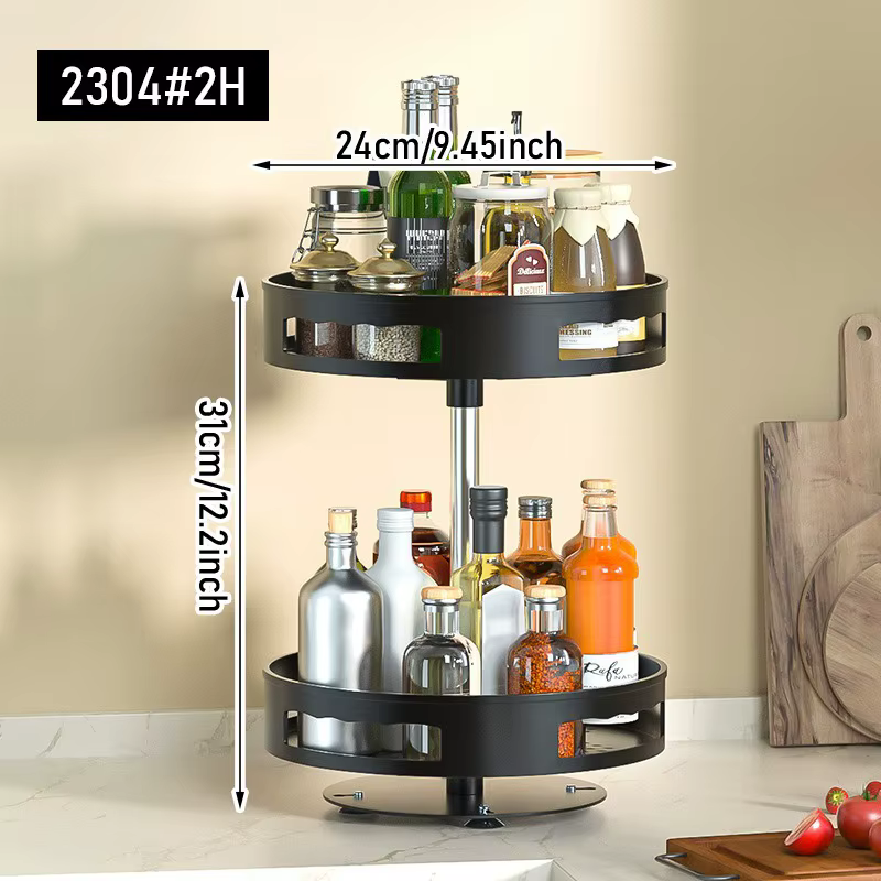 360 ° Étagère à épices rotative multi-niveaux, carrousel de rangement pour comptoir de cuisine, plateau tournant pour bouteilles et bocaux d'épices