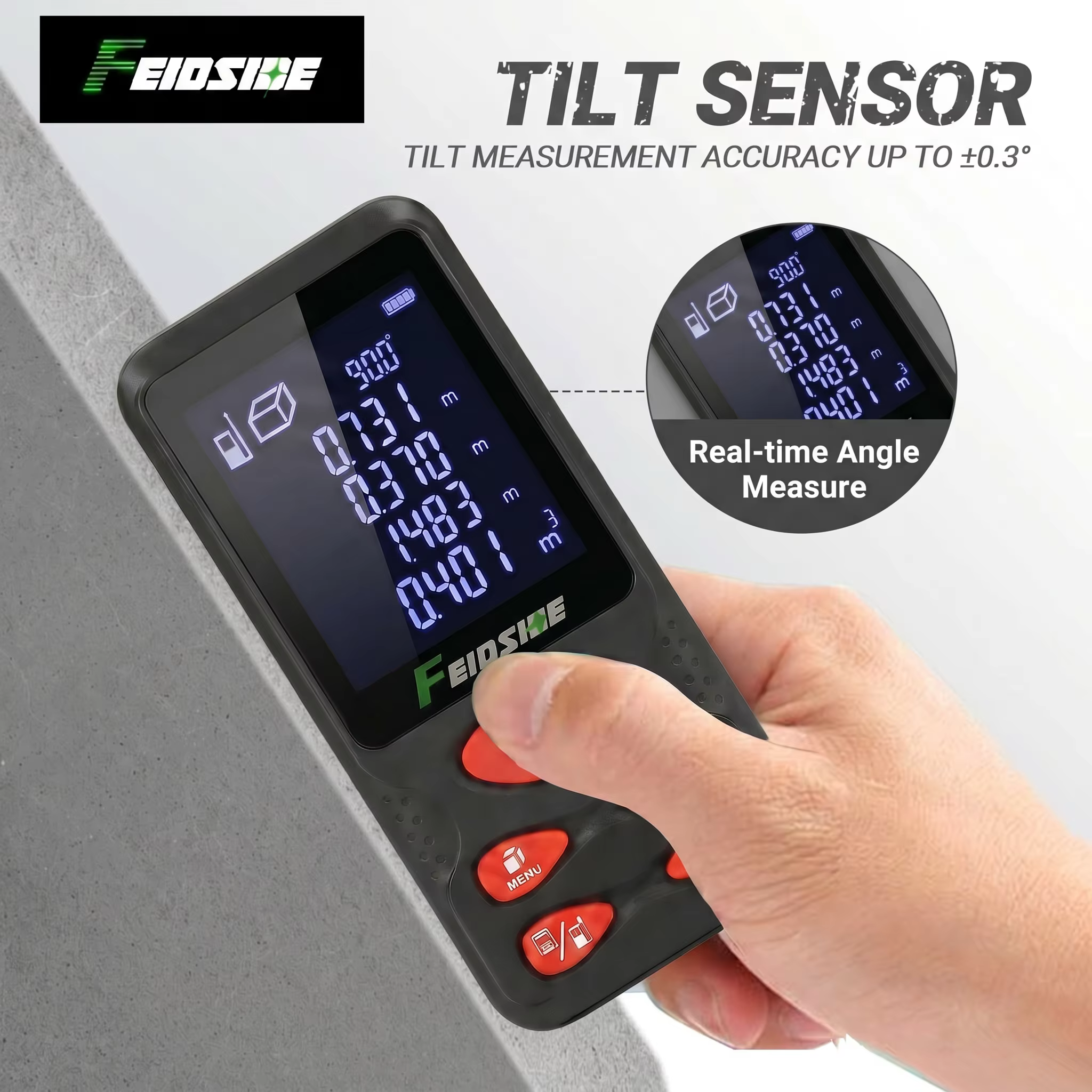 Télémètre laser rouge FEIDISDE 80M/120M avec fonction de mesure d'angle