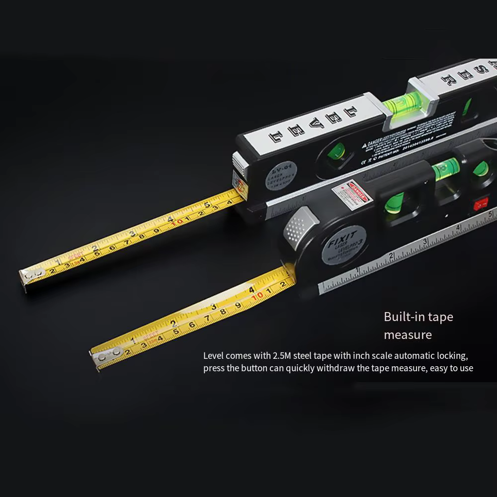 Niveau Laser 4 en 1, ruban à mesurer Vertical réglable de haute précision