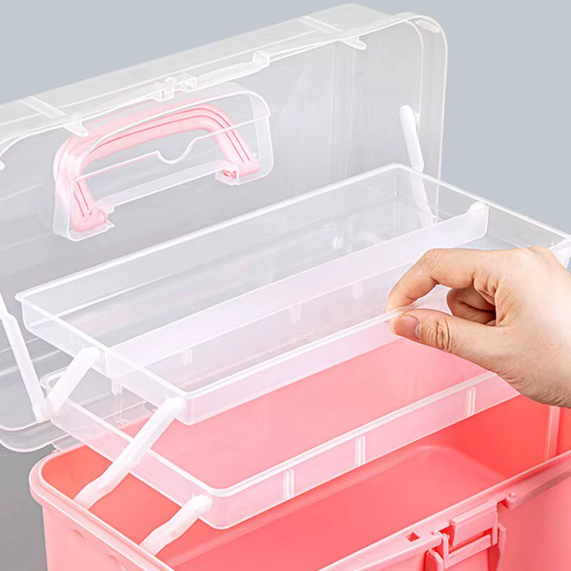 Boîte de rangement artisanale en plastique Transparent à trois couches
