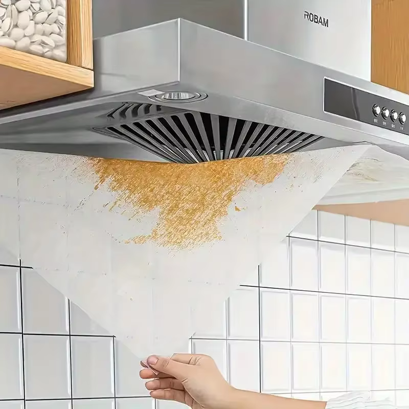 Lot de 12 filtres en papier absorbant pour hotte de cuisine, couvre-hottes jetables anti-graisse pour hotte aspirante latérale