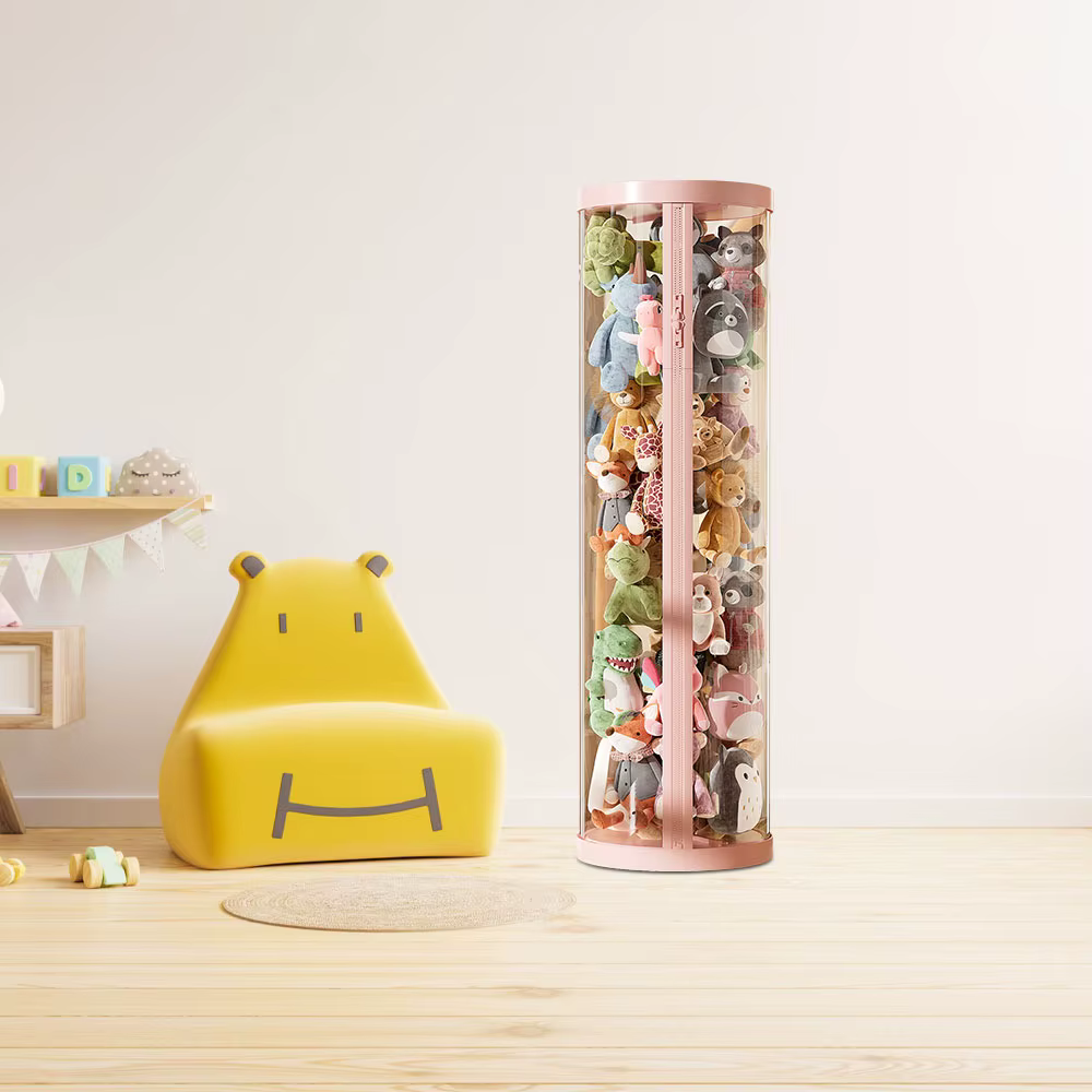 Boîte de rangement transparente pour poupées, tube de rangement pour jouets en peluche, organisateur de jouets pour enfants, bacs à fermeture éclair DIY, cadeau de Noël pour enfant