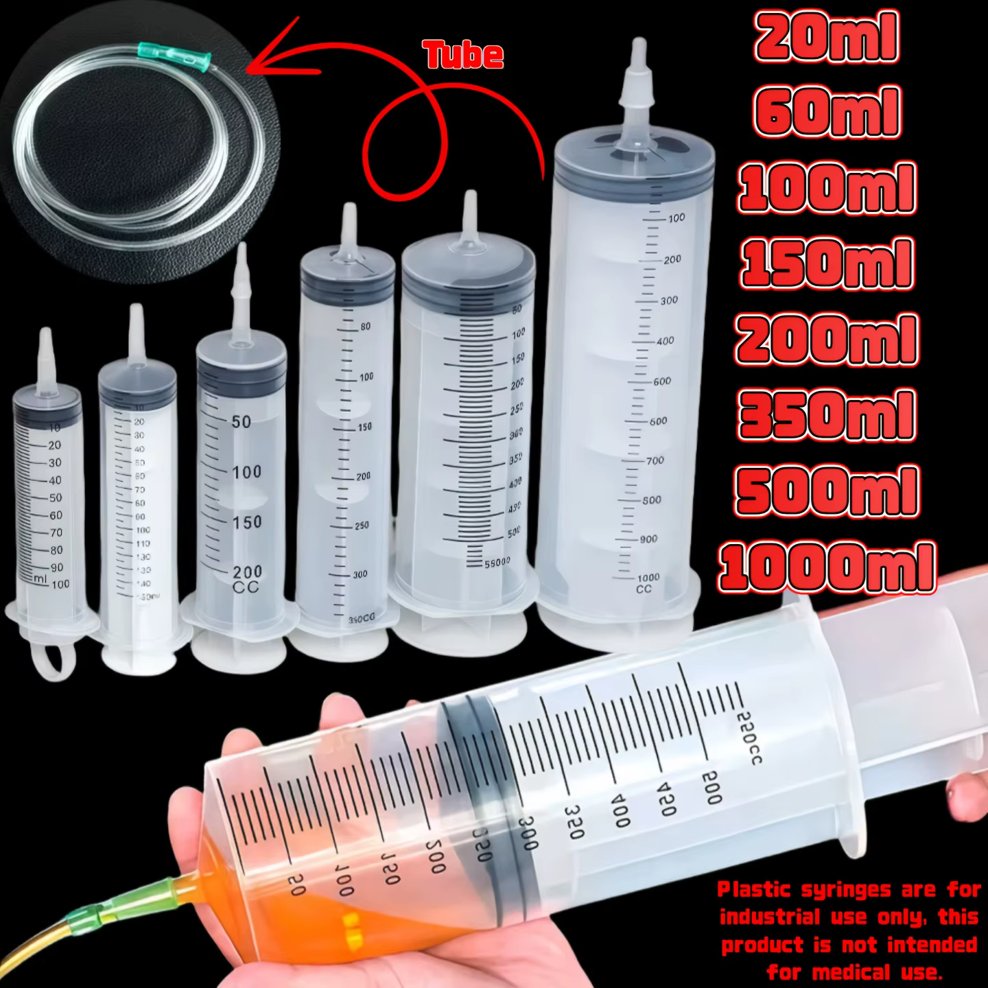 Seringue en plastique durable de grande capacité 100 ml