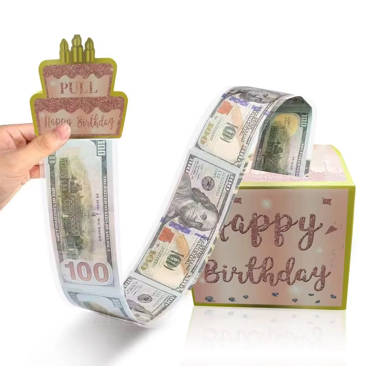Coffret cadeau d'anniversaire avec carte à gâteau, 1 pièce, tirelire à pompage drôle, cadeaux d'anniversaire créatifs pour hommes et femmes ﻿