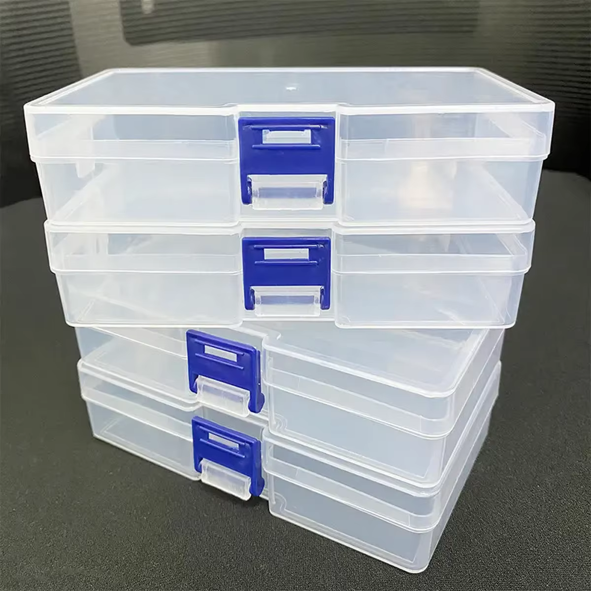 Boîte de rangement rectangulaire transparente verrouillable en plastique
