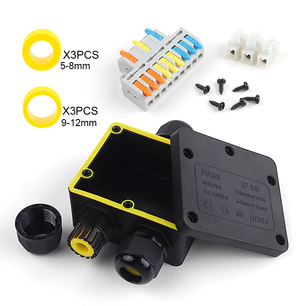 Boîte de jonction étanche 3 voies en plastique mini IP68