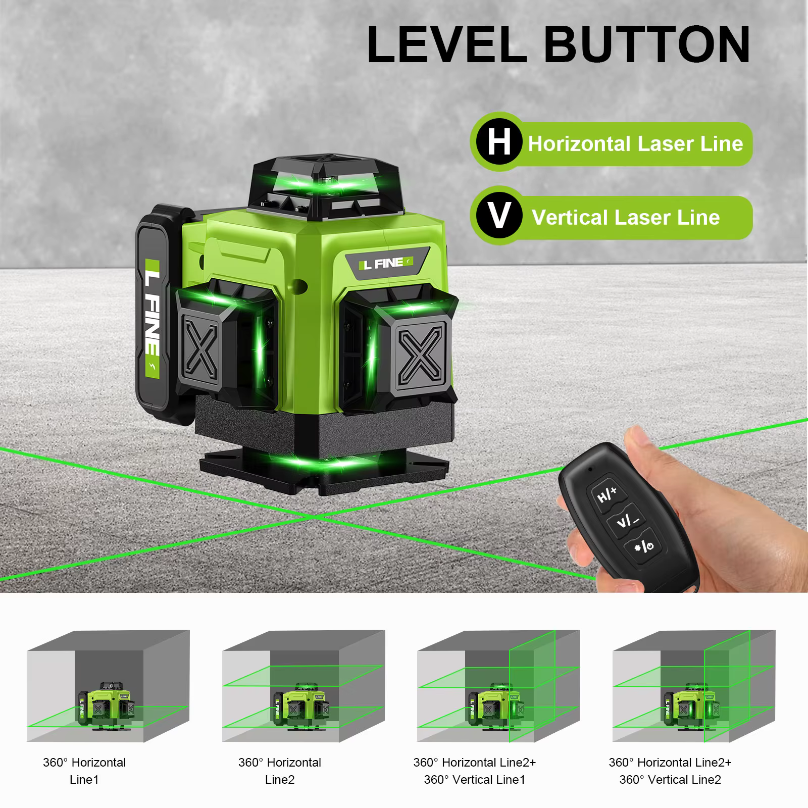 Niveau Laser auto-nivelant horizontale verticale croix 16 lignes lumière verte Nivel