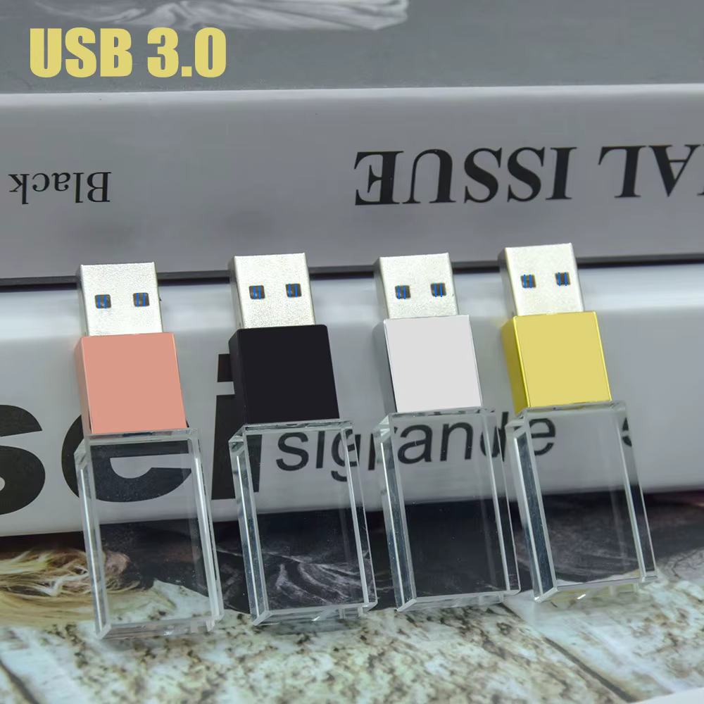 Clé USB en cristal avec logo personnalisé, clé USB 3.0, cadeau de mariage, 4 Go, 16 Go, 32 Go, 64 Go, 3.0 Go, impression gratuite, 128, 10 pièces