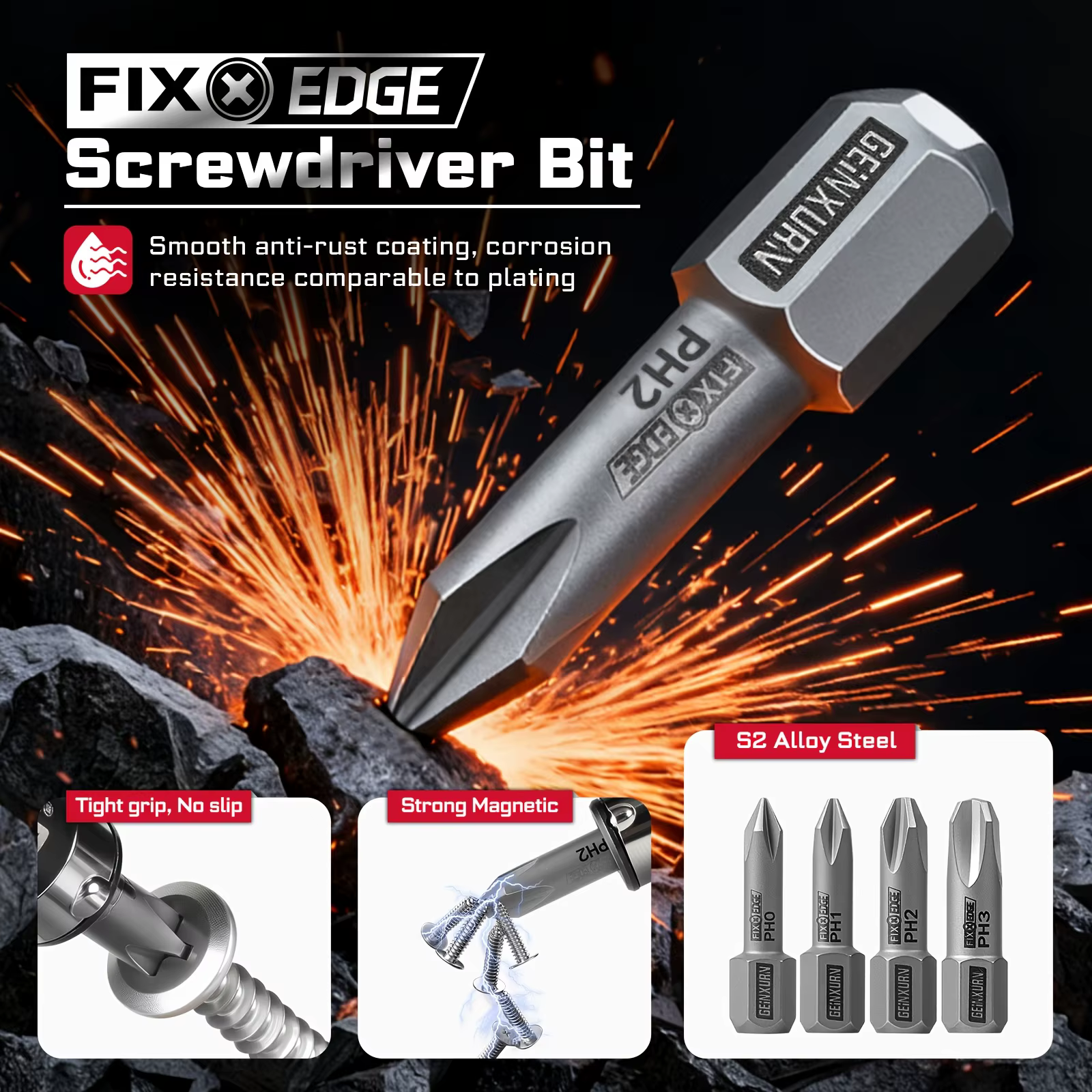 Jeu de tournevis Geinxurn 58 pièces avec embouts de visseuse à chocs UTLTRA TORQUE de 3 pouces et FIXEDGE de 1/2/6