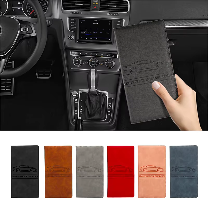 Porte-assurance d'enregistrement de voiture en cuir pour hommes